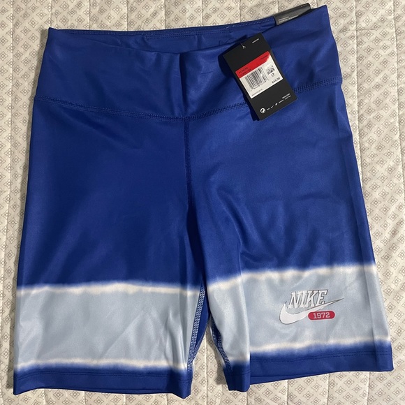 Nike Blue Tie-Dye Biker Shorts - Picture 1 of 5